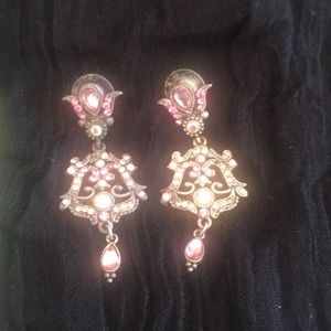 Pink jeweled earrings
